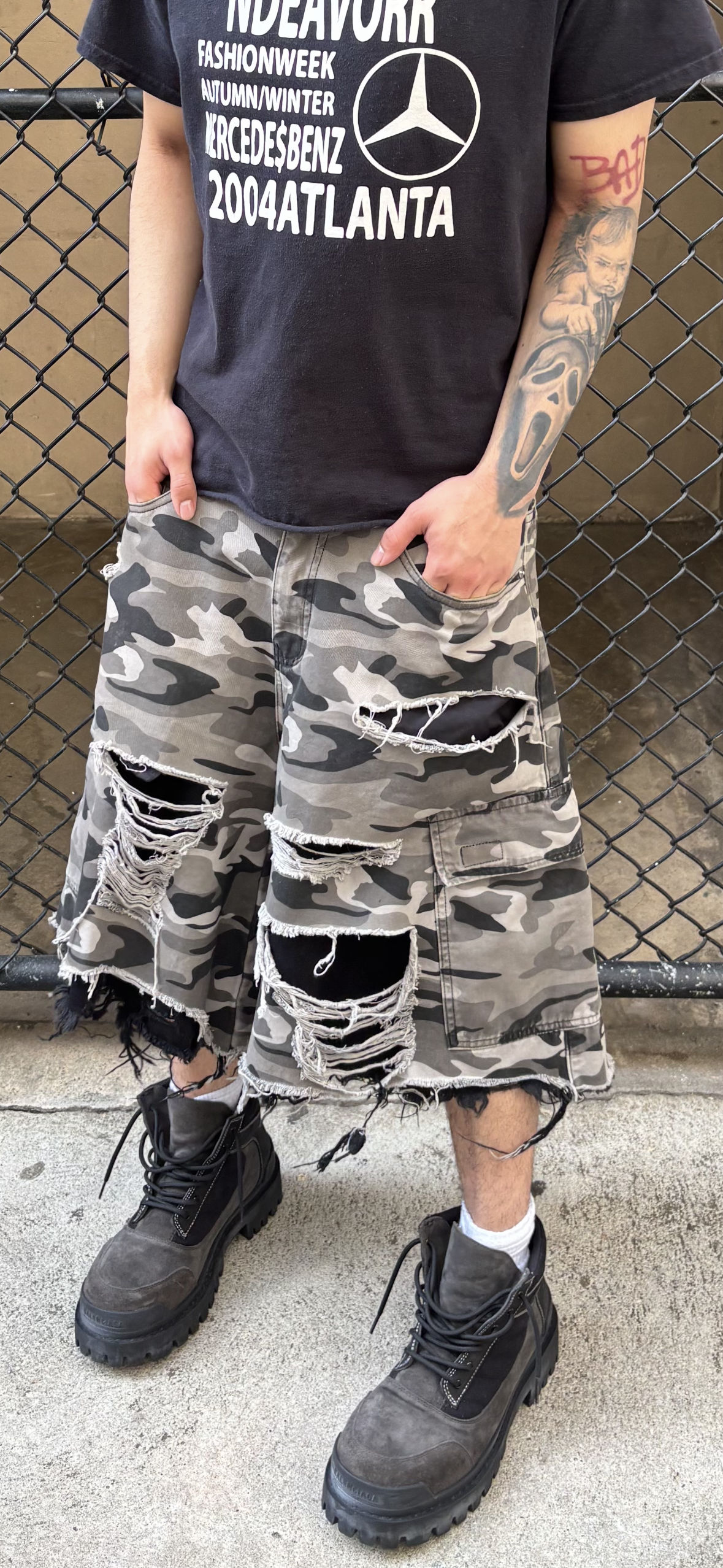 white camo cargos