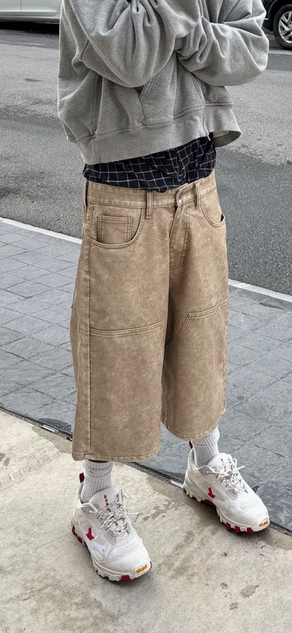 oatmeal leather shorts